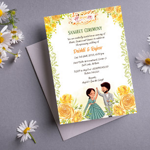 Invitation à la cérémonie de la sangeet avant-Mari