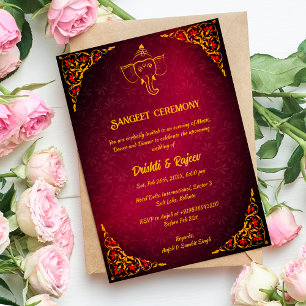 Invitation à la cérémonie de la sangeet avant-Mari