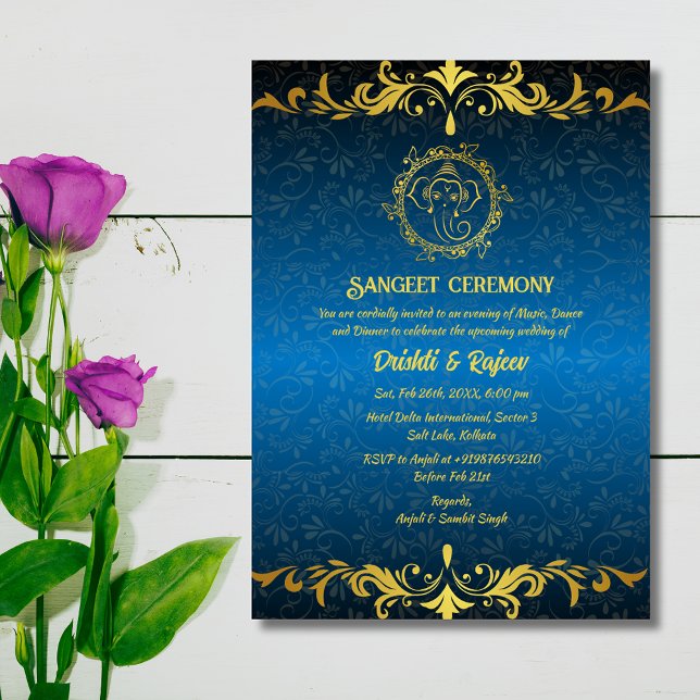 Invitation à la cérémonie de la sangeet avant-Mari (Créateur téléchargé)