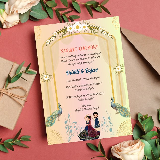 Invitation à la cérémonie de la sangeet avant-Mari (Créateur téléchargé)