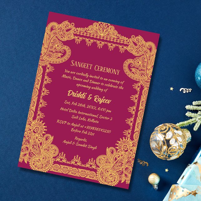 Invitation à la cérémonie de la sangeet avant-Mari (Créateur téléchargé)