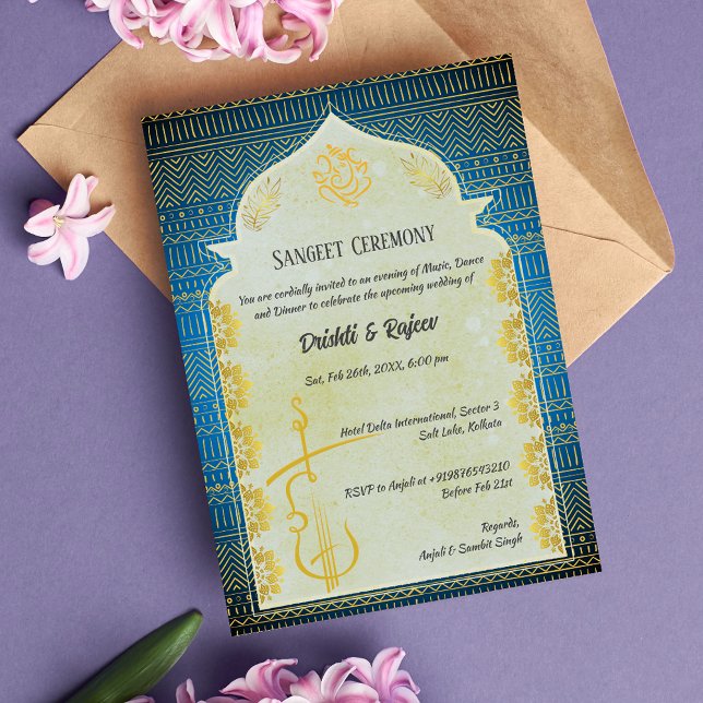 Invitation à la cérémonie de la sangeet avant-Mari (Créateur téléchargé)