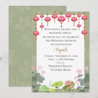 Invitation à la cérémonie de Mehendi pour un maria