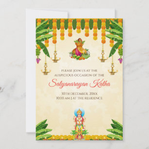 Invitation à la cérémonie de pooja et à la Satyana