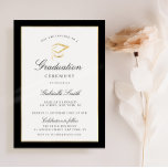 invitation à la cérémonie de remise des diplômes e<br><div class="desc">Une élégante carte de cérémonie de remise de diplômes avec du faux or et du noir. Les détails du texte et l'image peuvent être personnalisés.</div>