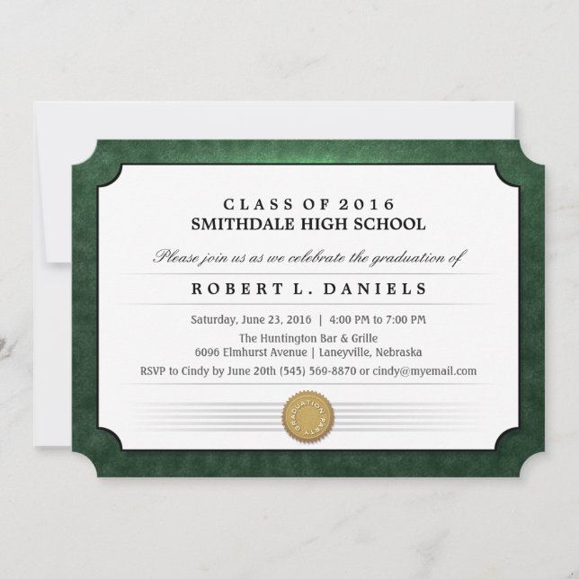 Invitation à la cérémonie de remise des diplômes G (Devant)