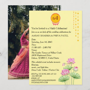 Invitation à la cérémonie indienne Haldi avec phot