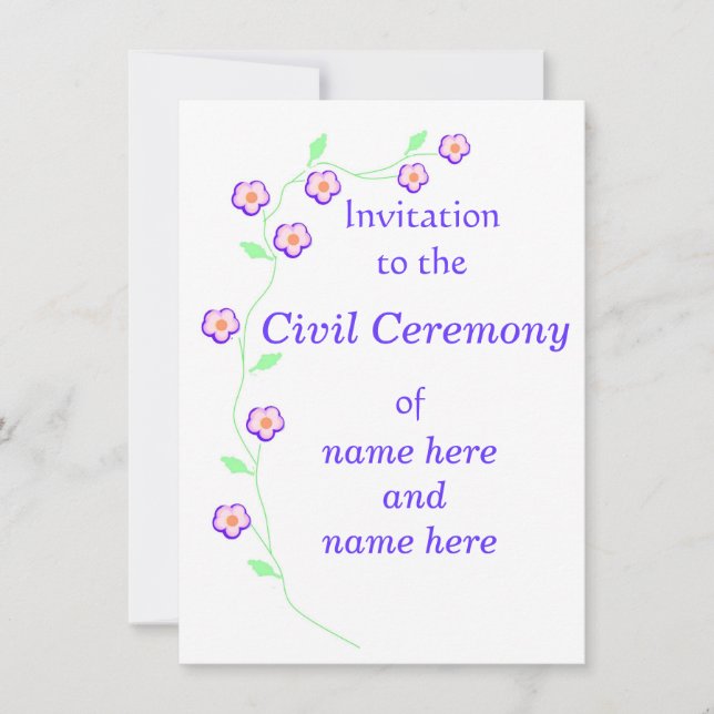 Invitation à la cérémonie Mariage/civile Florale r (Devant)