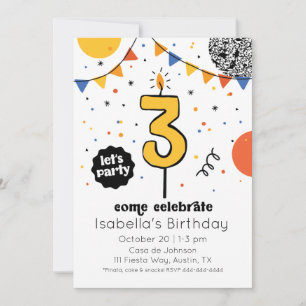 Invitation à la chandelle de troisième anniversair