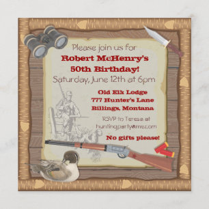 Invitation à la chasse au canard avec cadre en boi