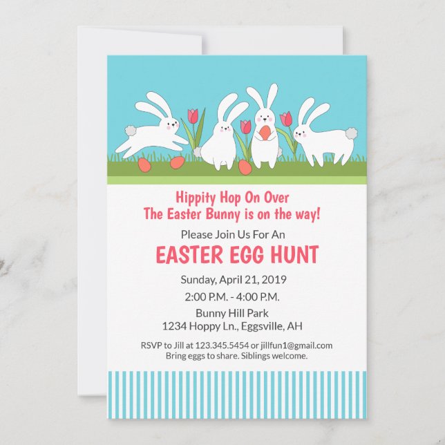 Invitation à la chasse aux œufs de Pâques (Devant)