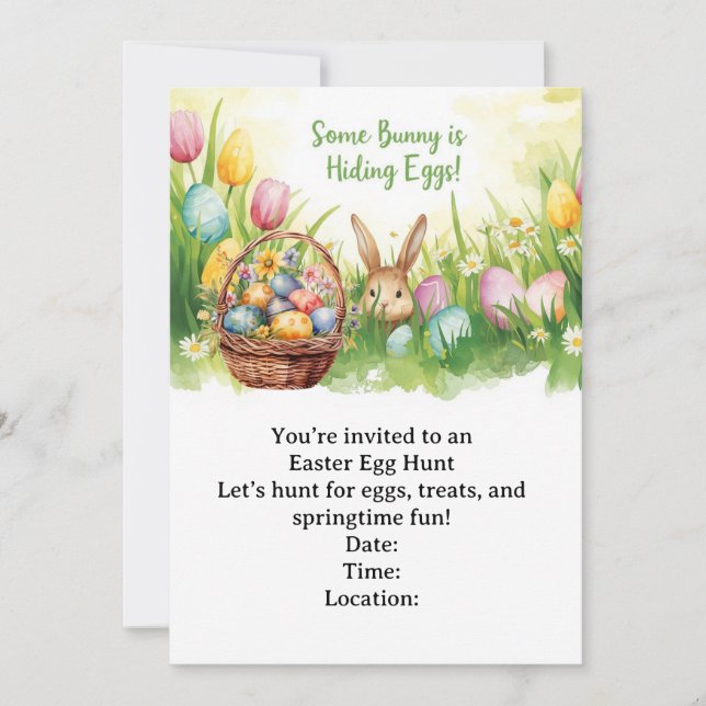 Invitation à la chasse aux œufs de Pâques – Fête d (Devant)