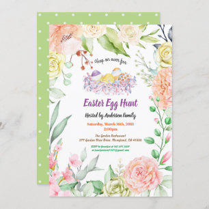 Invitation à la chasse aux oeufs de Pâques.Fleur d