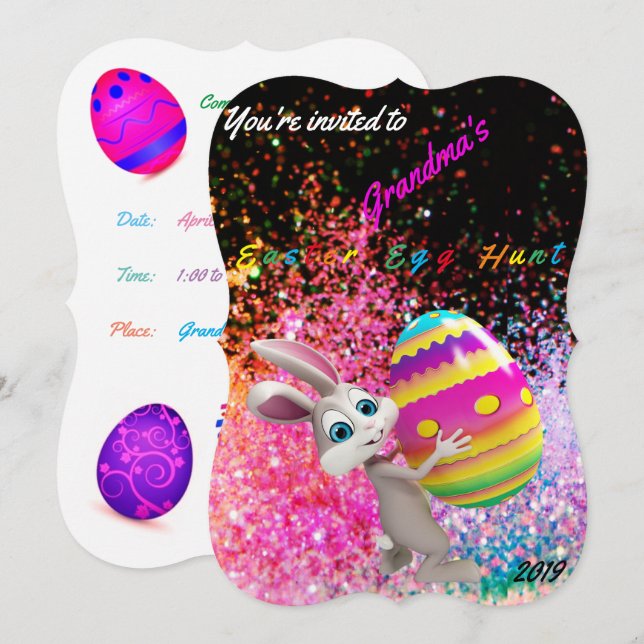 Invitation à la chasse aux oeufs de Pâques - Perso (Devant / Derrière)