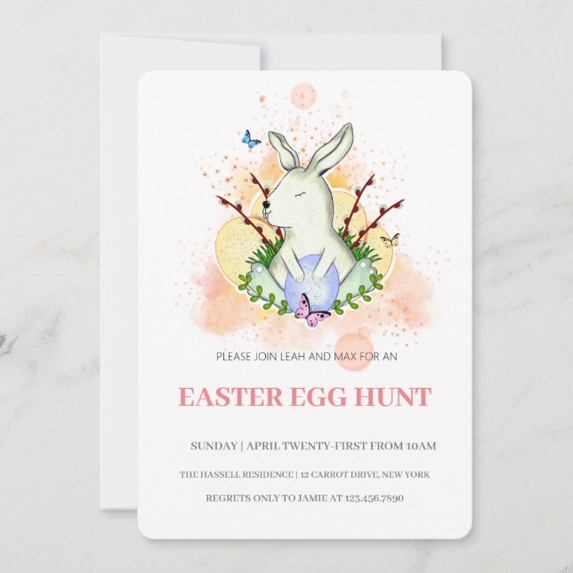 Invitation à la chasse aux œufs du brunch de Pâque (Devant)