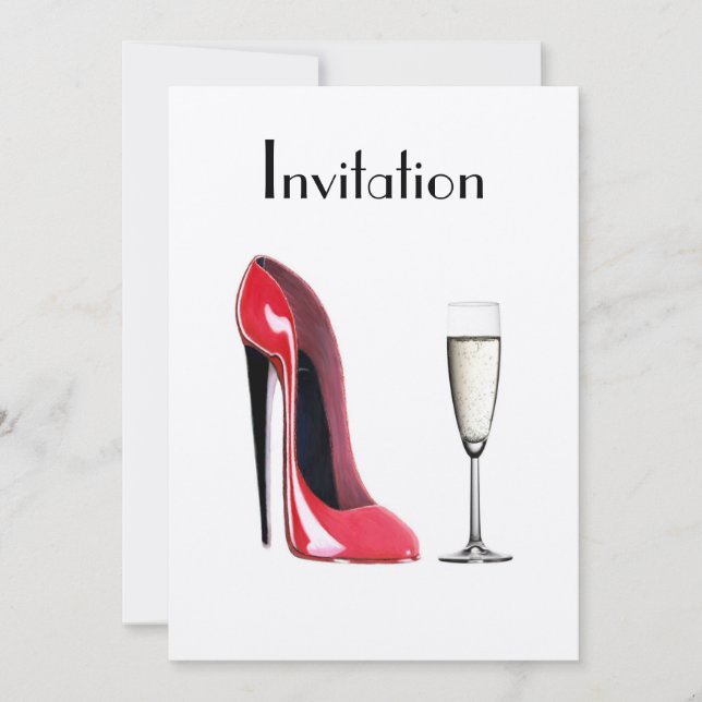 Invitation à la chaussure Red Stiletto et au champ (Devant)