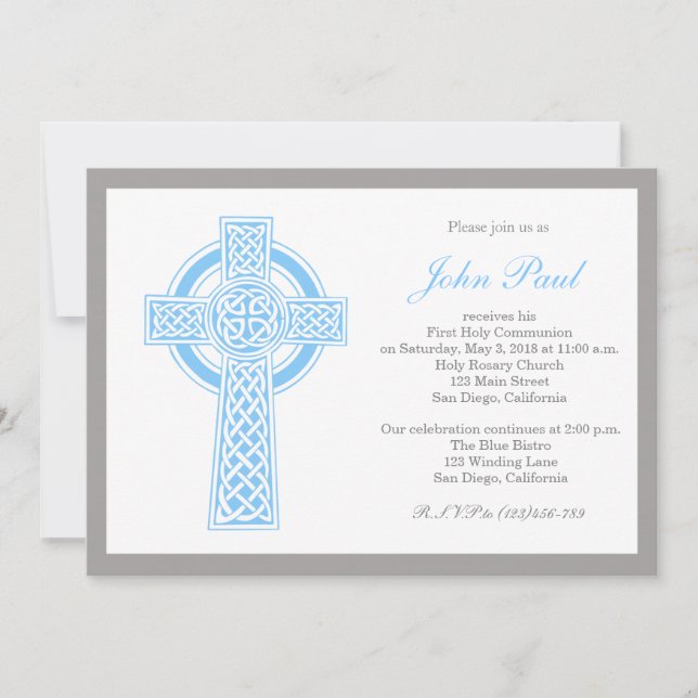 Invitation à la communion croisée élégante moderne (Devant)