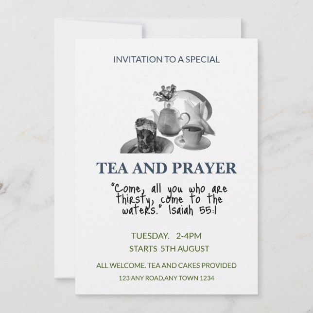 Invitation à la communion et à la prière : Thé et  (Devant)