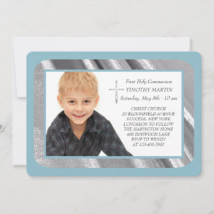 Invitation à la communion photo Silver Shimmer