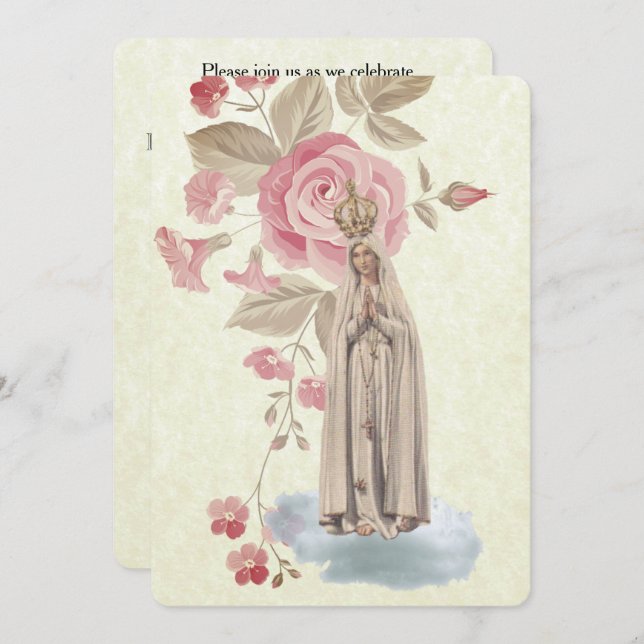 Invitation à la communion Vintage catholique tradi (Devant / Derrière)
