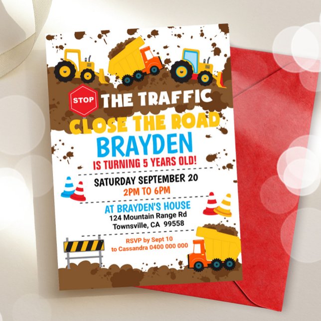 Invitation à la construction Truck Party (Créateur téléchargé)