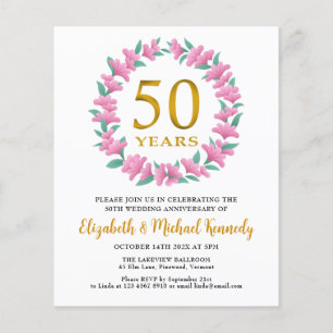 Invitation à la couronne de fleurs d'or du 50e ann