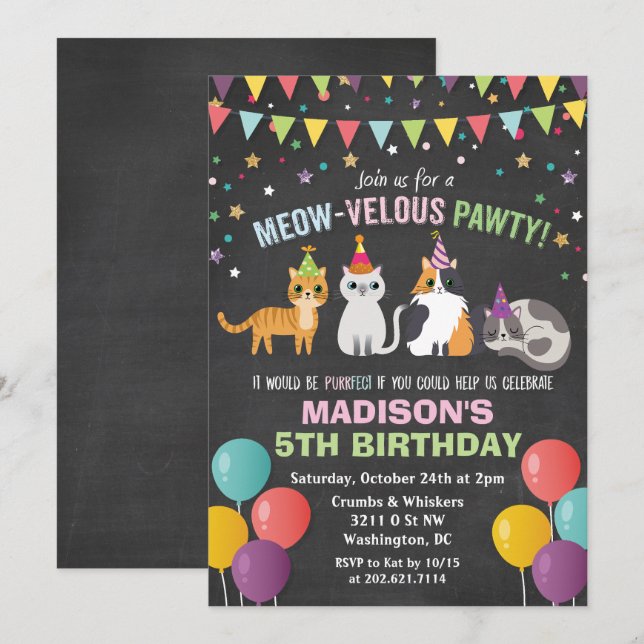 Invitation à la craie pour l'anniversaire d'un cha (Devant / Derrière)