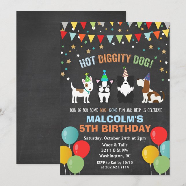 Invitation à la craie pour l'anniversaire d'un chi (Devant / Derrière)