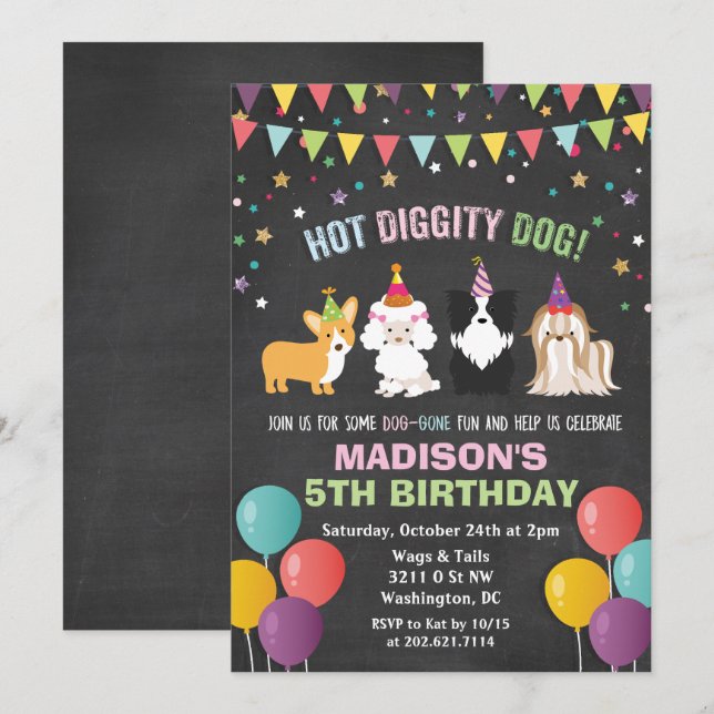 Invitation à la craie pour l'anniversaire d'un chi (Devant / Derrière)