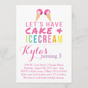 Invitation à la crème glacée et au gâteau