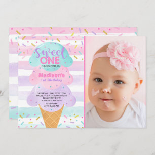 Invitation à la crème glacée Un 1er anniversaire