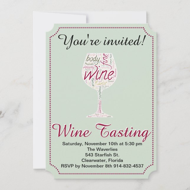 Invitation à la dégustation de vin à customiser (Devant)