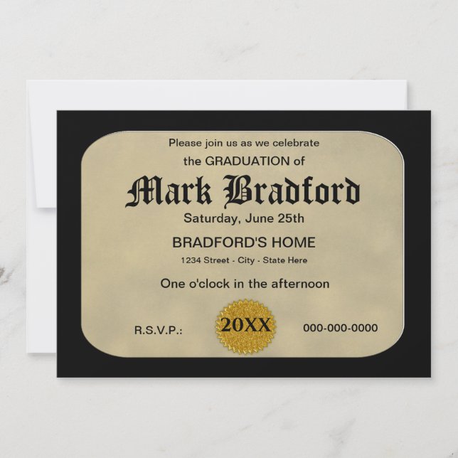 INVITATION À LA DIPLÔME - CERTIFICAT CADRE (Devant)