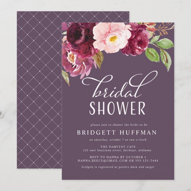 Invitation à la douche à fleurs de Bourgogne (Devant / Derrière)