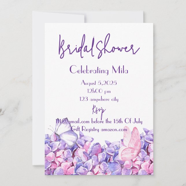 invitation à la douche à nuptiale fleurie botaniqu (Devant)
