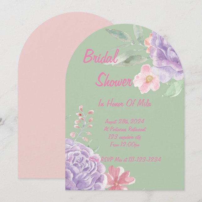 invitation à la douche à nuptiale fleurie botaniqu (Devant / Derrière)