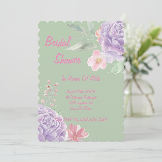 invitation à la douche à nuptiale fleurie botaniqu (Debout devant)
