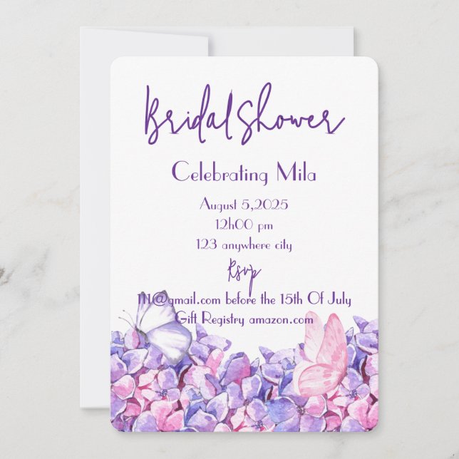 invitation à la douche à nuptiale fleurie botaniqu (Devant)