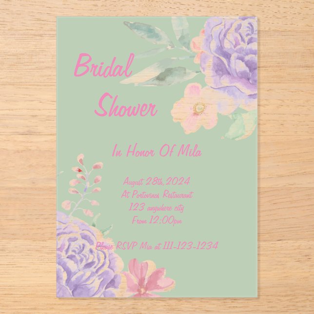 invitation à la douche à nuptiale fleurie botaniqu (Recto)