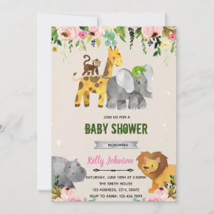 Invitation à la douche aux animaux du zoo fleuri