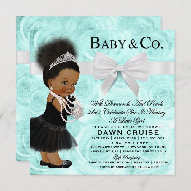 Invitation à la douche Baby & Co Dark/Bun Puff Eth (Devant / Derrière)