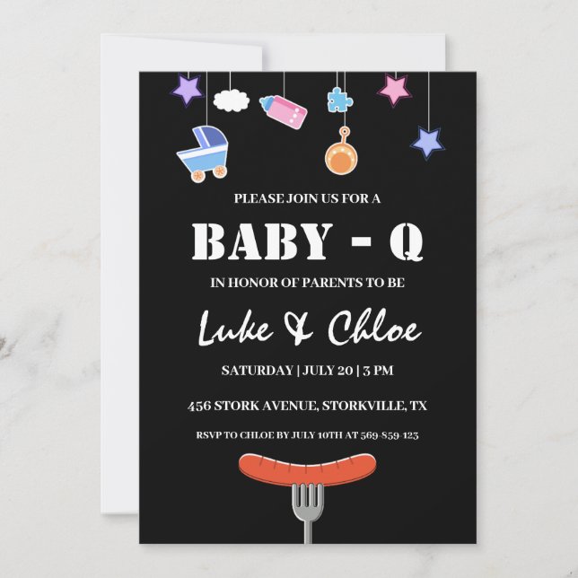 invitation à la douche bébé barbecue moderne (Devant)