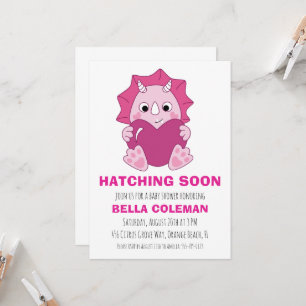 invitation à la douche bébé dinosaure rose