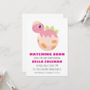invitation à la douche bébé dinosaure rose