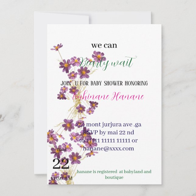 invitation à la douche bébé pour bébé pour ours en (Devant)