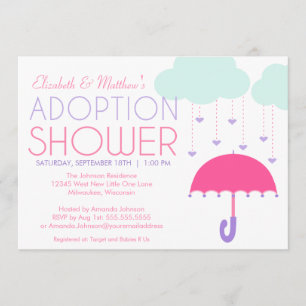 Invitation à la douche d'adoption avec parapluie r