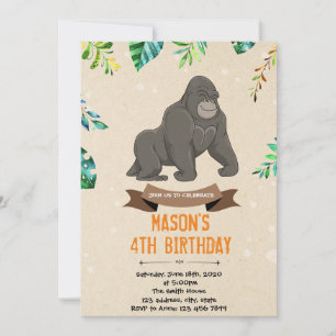 Invitation à la douche d'anniversaire de Gorilla