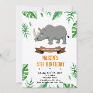 Invitation à la douche d'anniversaire Rhino