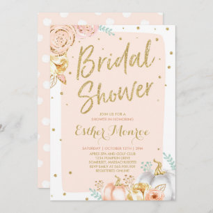Invitation À La Douche D'Automne Rose Et Or
