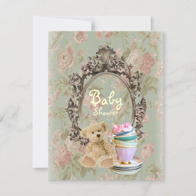 invitation à la douche de bébé de l'ours en peluch (Devant)